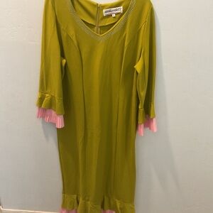 Donna Vinci Green and Pink Dress